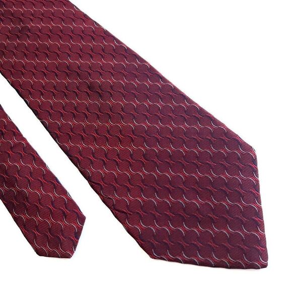 Jones New York‎ Metallic Red Geometric Woven Silk Tie - Picture 1 of 6